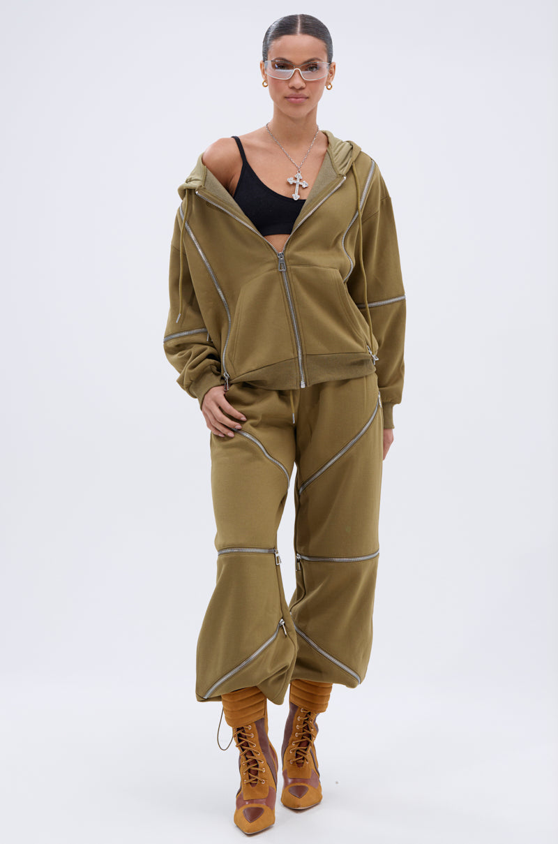 CALI MULTI ZIPPER HOODED SWEATSHIRT