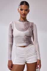 ELBA PYTHON LONG SLEEVE MESH TOP