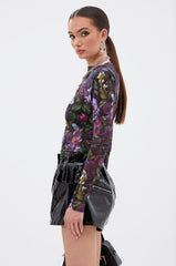 ANOTHER ROSE LONG SLEEVE MESH TOP