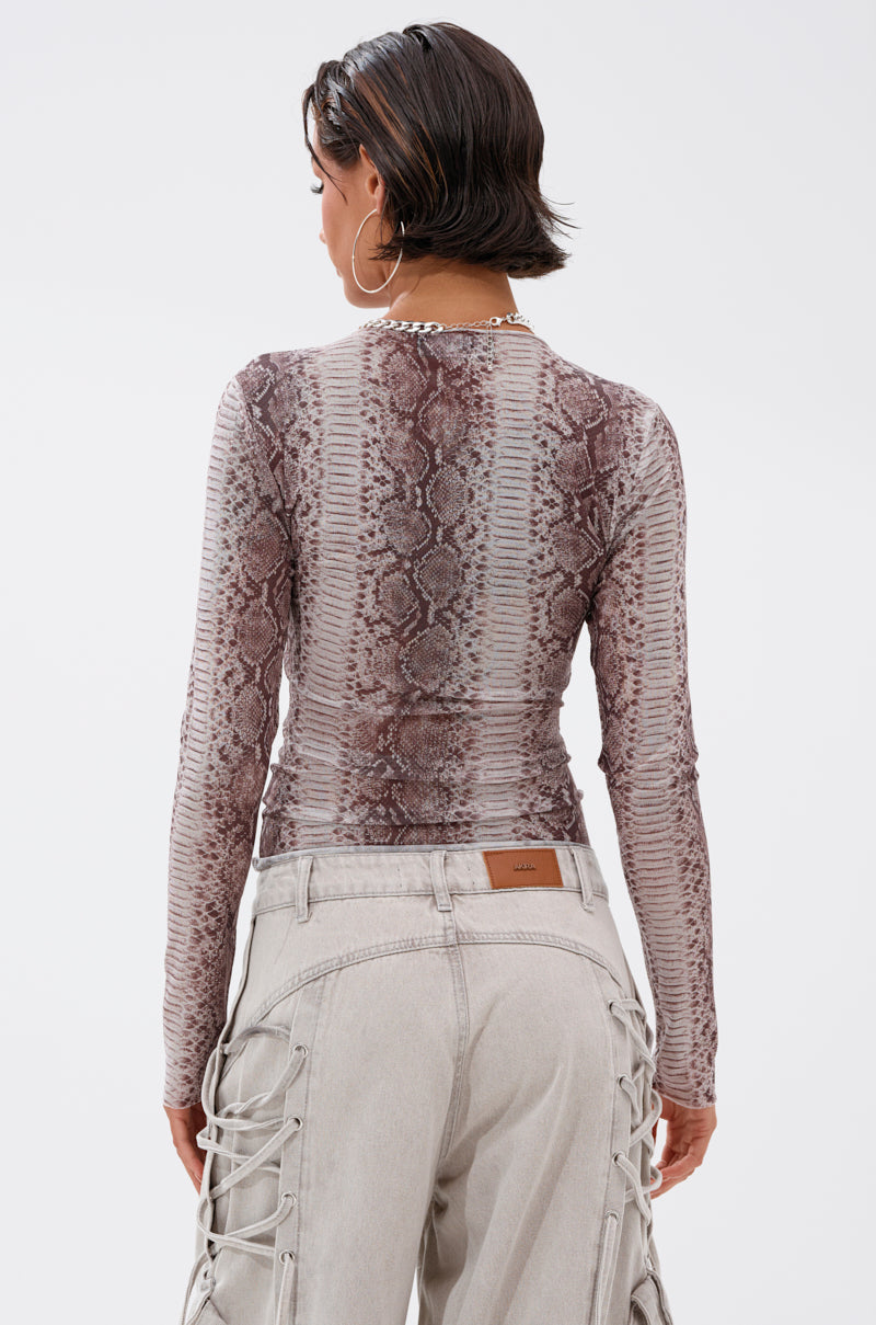 SNAKE CHARMER LONG SLEEVE MESH TOP
