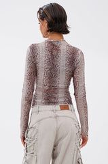 SNAKE CHARMER LONG SLEEVE MESH TOP
