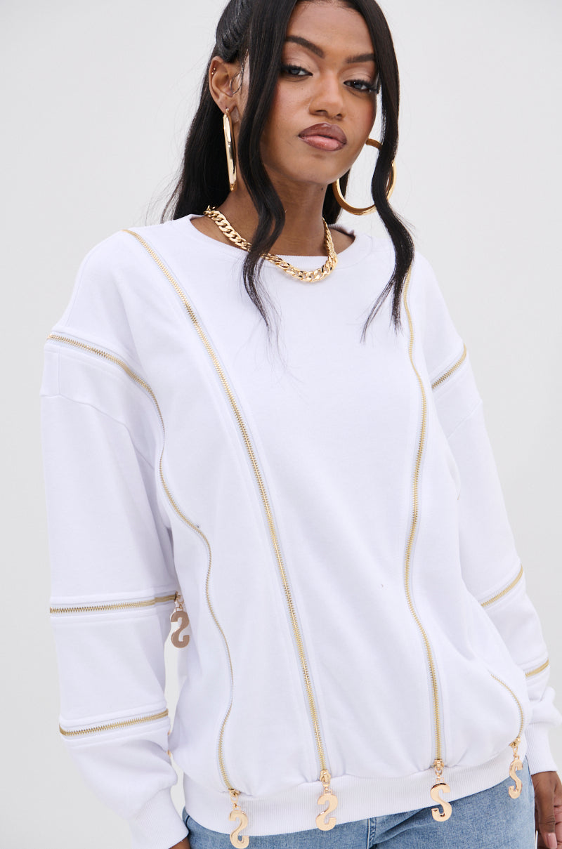 SABRINA ALL OVER ZIPPER SWEATSHIRT