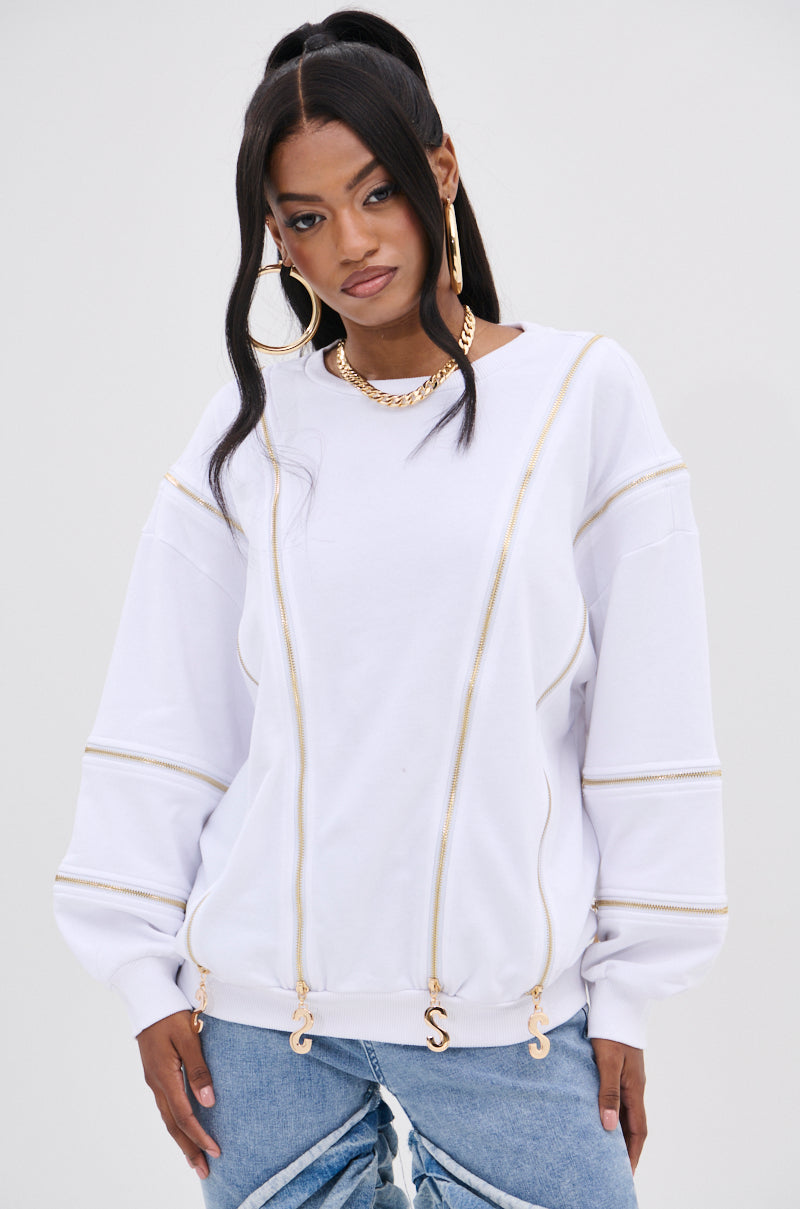 SABRINA ALL OVER ZIPPER SWEATSHIRT