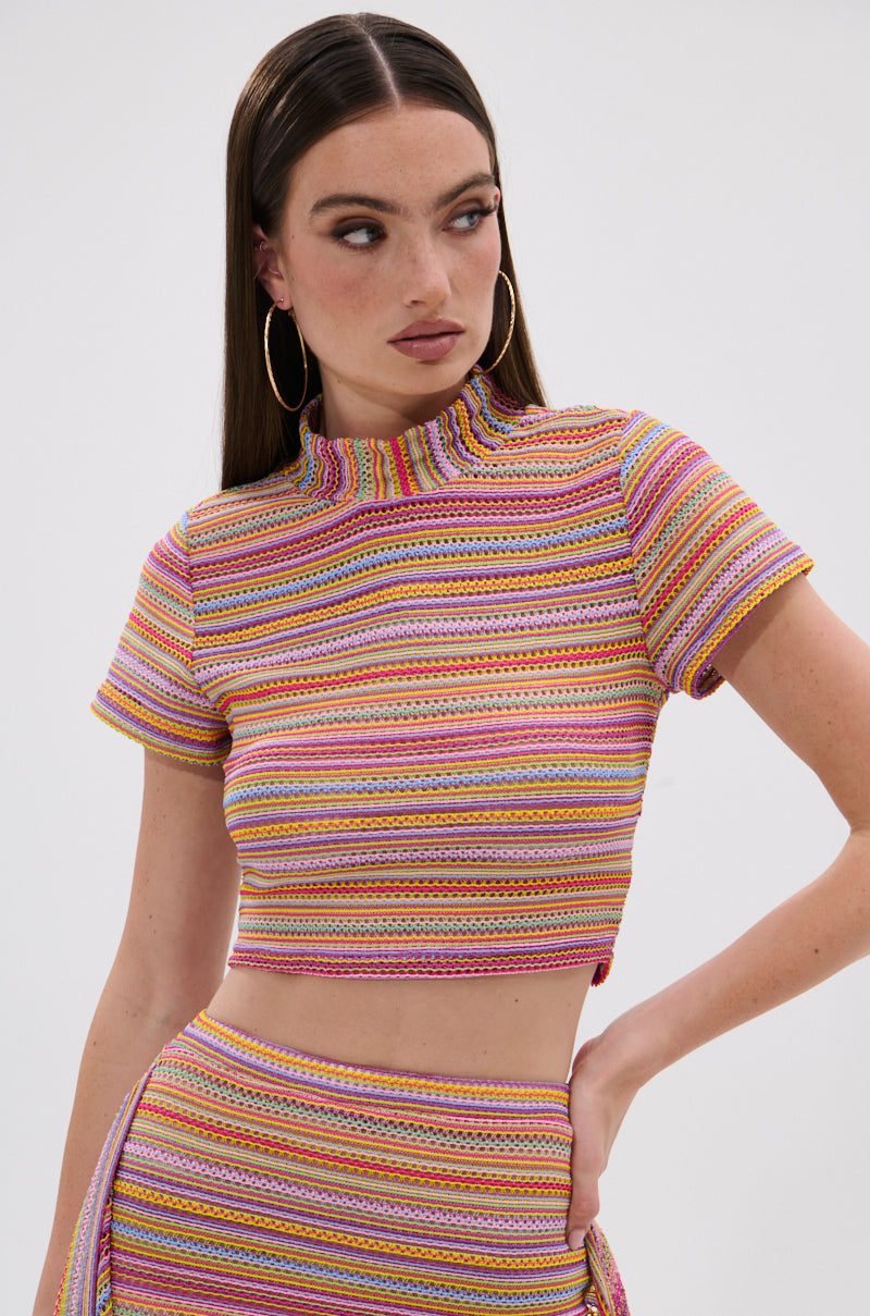 MORNING SHINE CROCHET SHORT SLEEVE CROP TOP