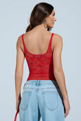 YOU WILL SEE LACE BODYSUIT IN RED