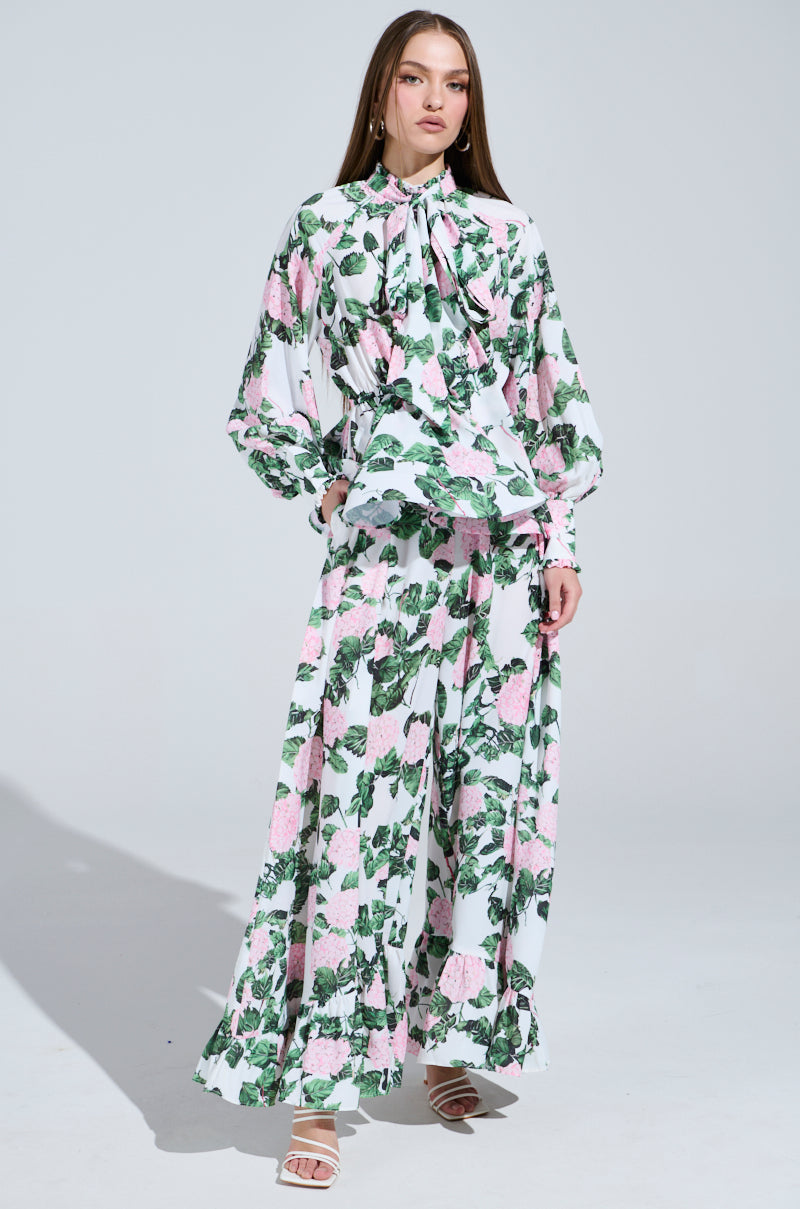 DIANE FLORAL WIDE LEG RUFFLE PANT