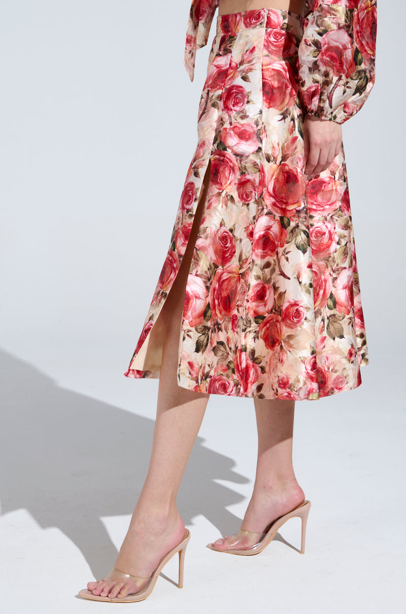 DANCE WITH ME FLORAL MIDI SKIRT