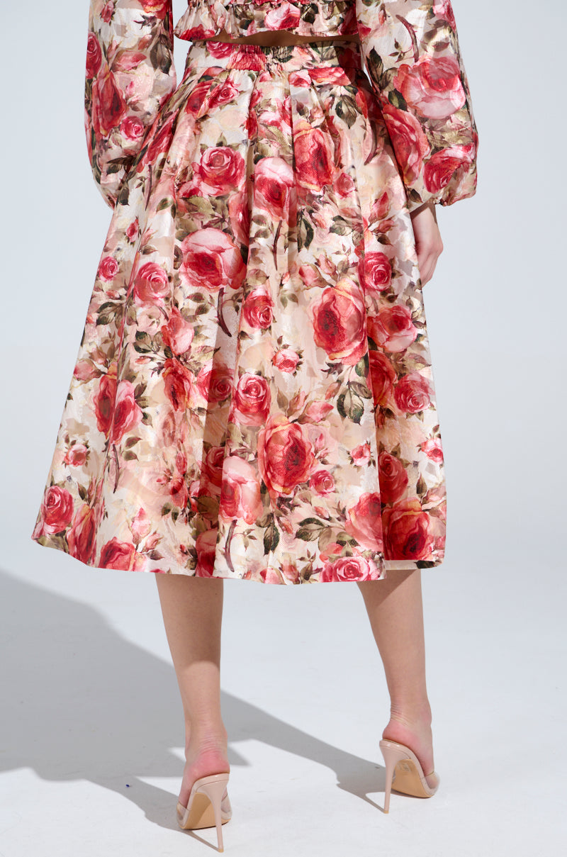 DANCE WITH ME FLORAL MIDI SKIRT