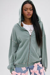 HAND MADE ZIP UP SWEATSHIRT