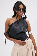 WEEKEND VIBES FAUX LEATHER BLOUSE