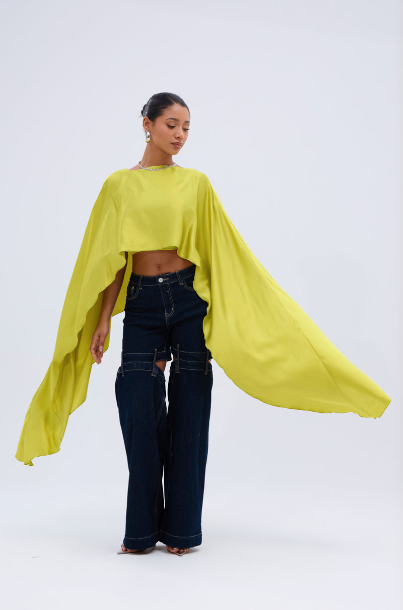 COCKTAIL HOUR BLOUSE IN CHARTREUSE