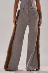 HALLE FUR TRIM WIDE LEG PANT