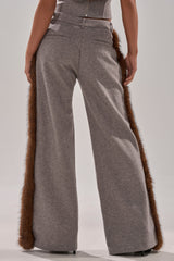 HALLE FUR TRIM WIDE LEG PANT