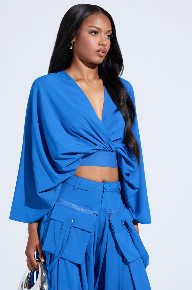 TALK ABOUT ME BLUE BLOUSE