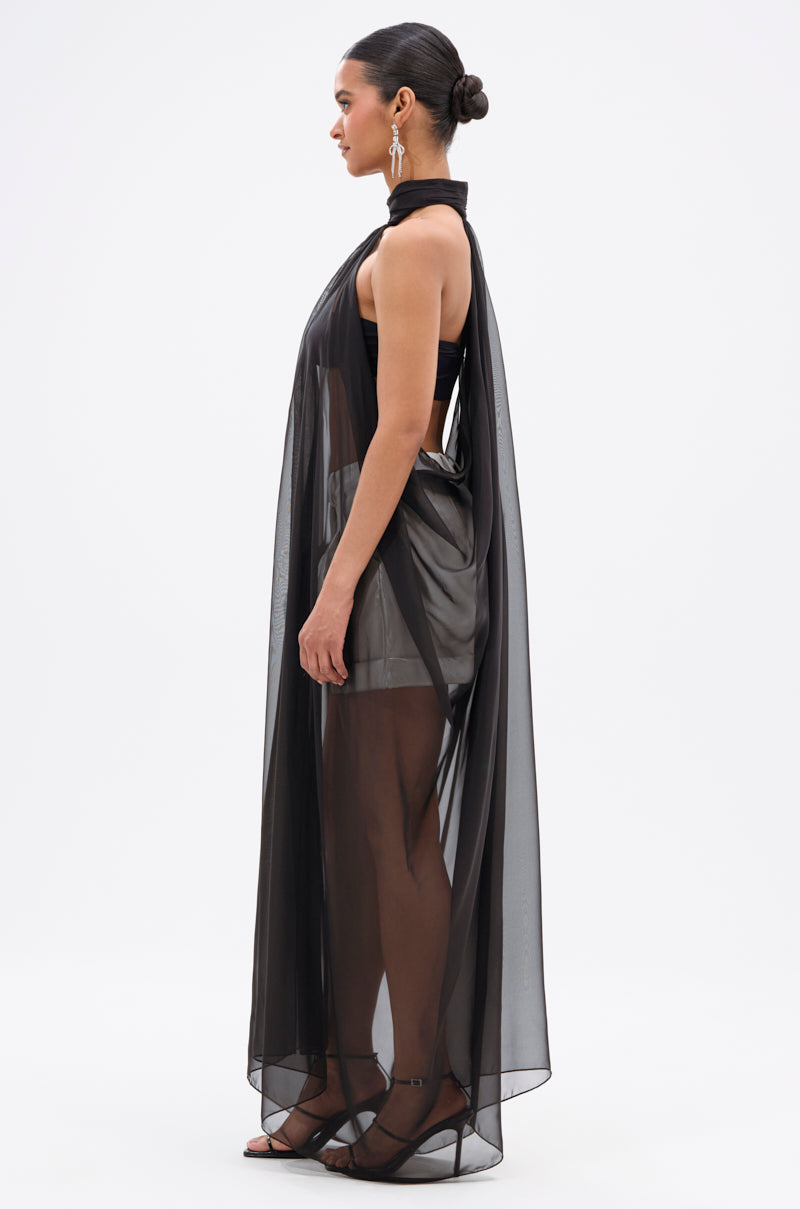 GLOWING CHIFFON BLOUSE IN BLACK