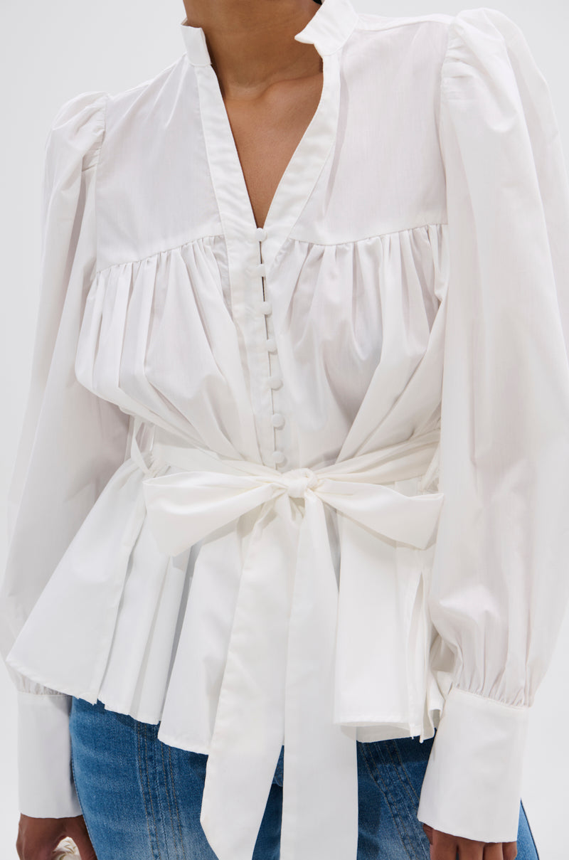 LADY VIBES BUTTON DOWN BLOUSE WITH BELT