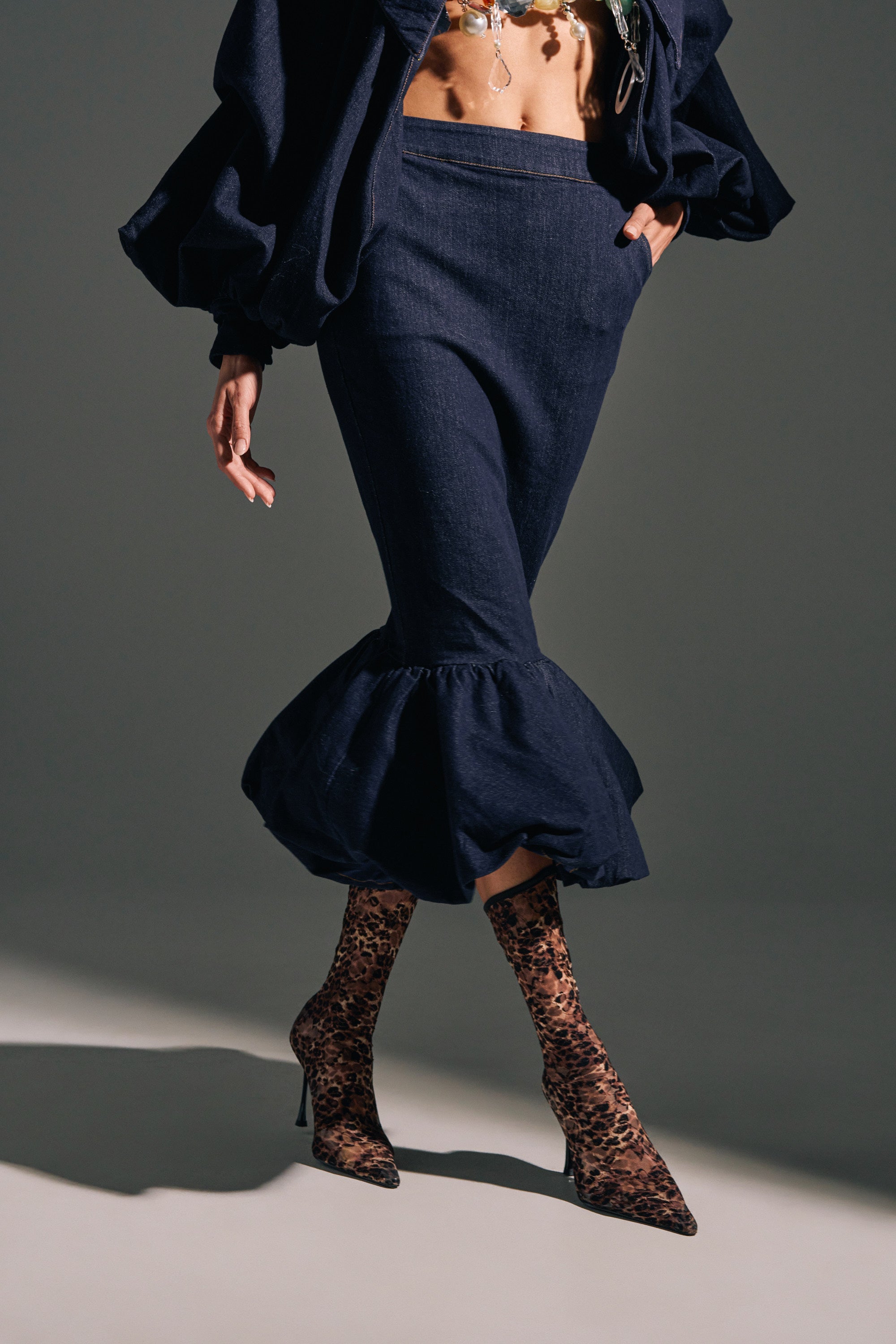 LET'S CHANGE IT UP DENIM MIDI SKIRT