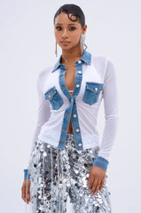 DIFFERENT LOVE MESH BUTTON DOWN