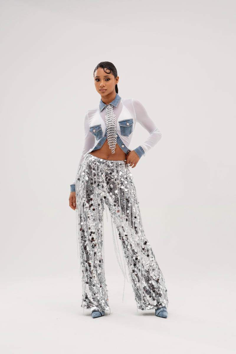 DIFFERENT LOVE MESH BUTTON DOWN