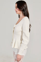 WORTH A MILLION PEPLUM SWEATER IN WHITE