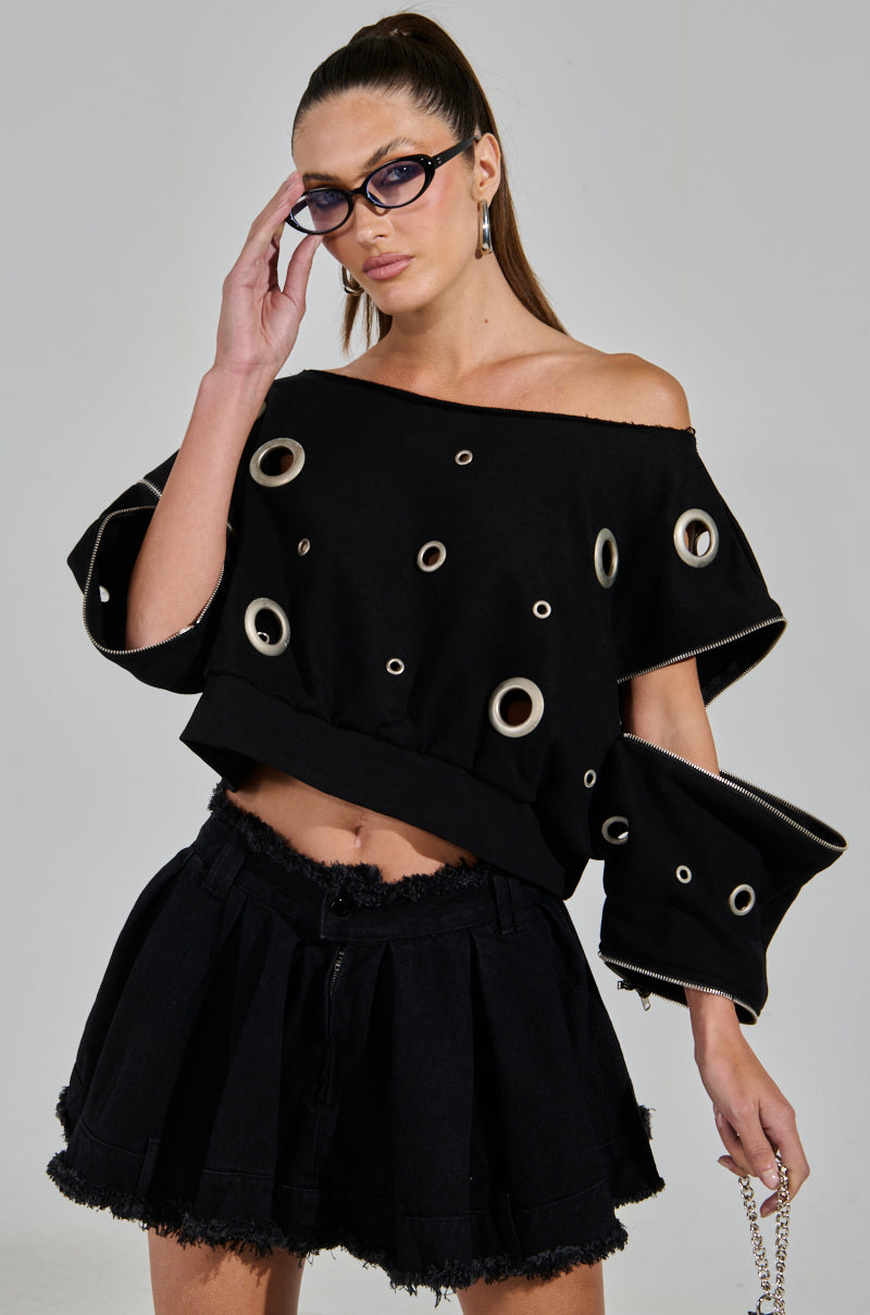 DREAMS VINTAGE ZIPPER DETAIL SWEATSHIRT