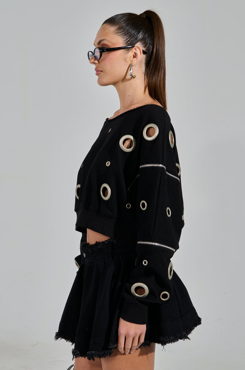 DREAMS VINTAGE ZIPPER DETAIL SWEATSHIRT