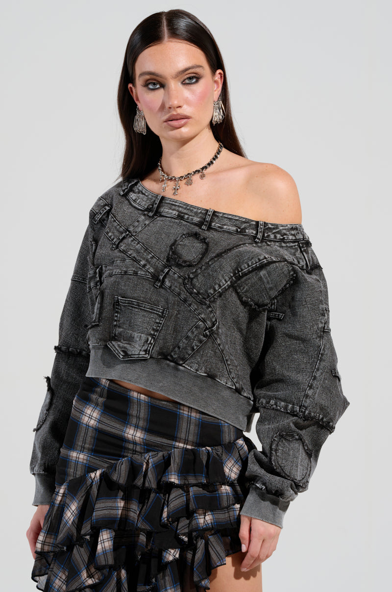 DO TELL DENIM SWEASHIRT