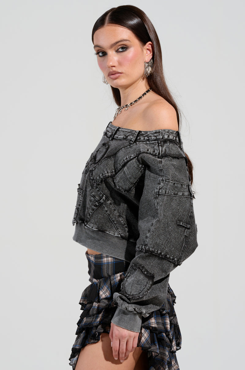 DO TELL DENIM SWEASHIRT