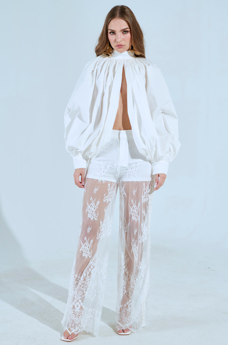 MASTERPIECE WHITE PUFF LONG SLEEVE TOP