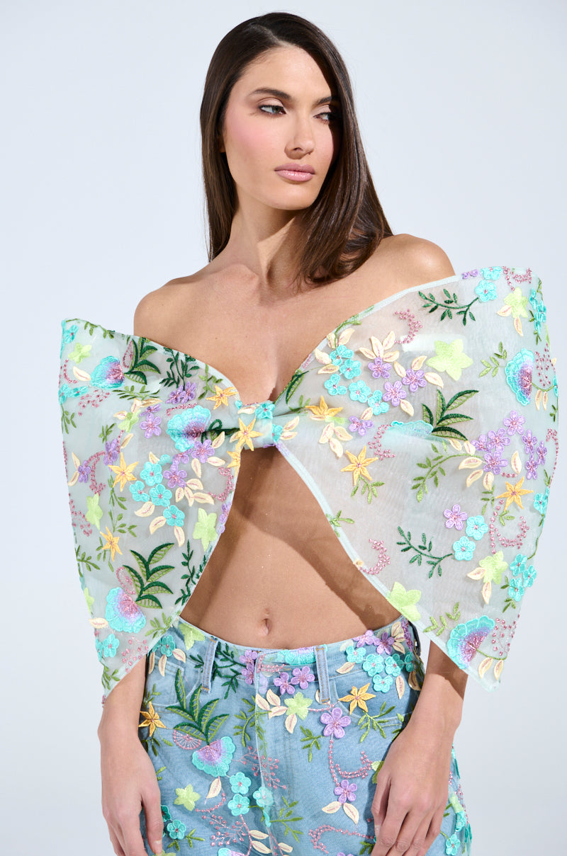ALL THE RAVE FLORAL BOW TOP