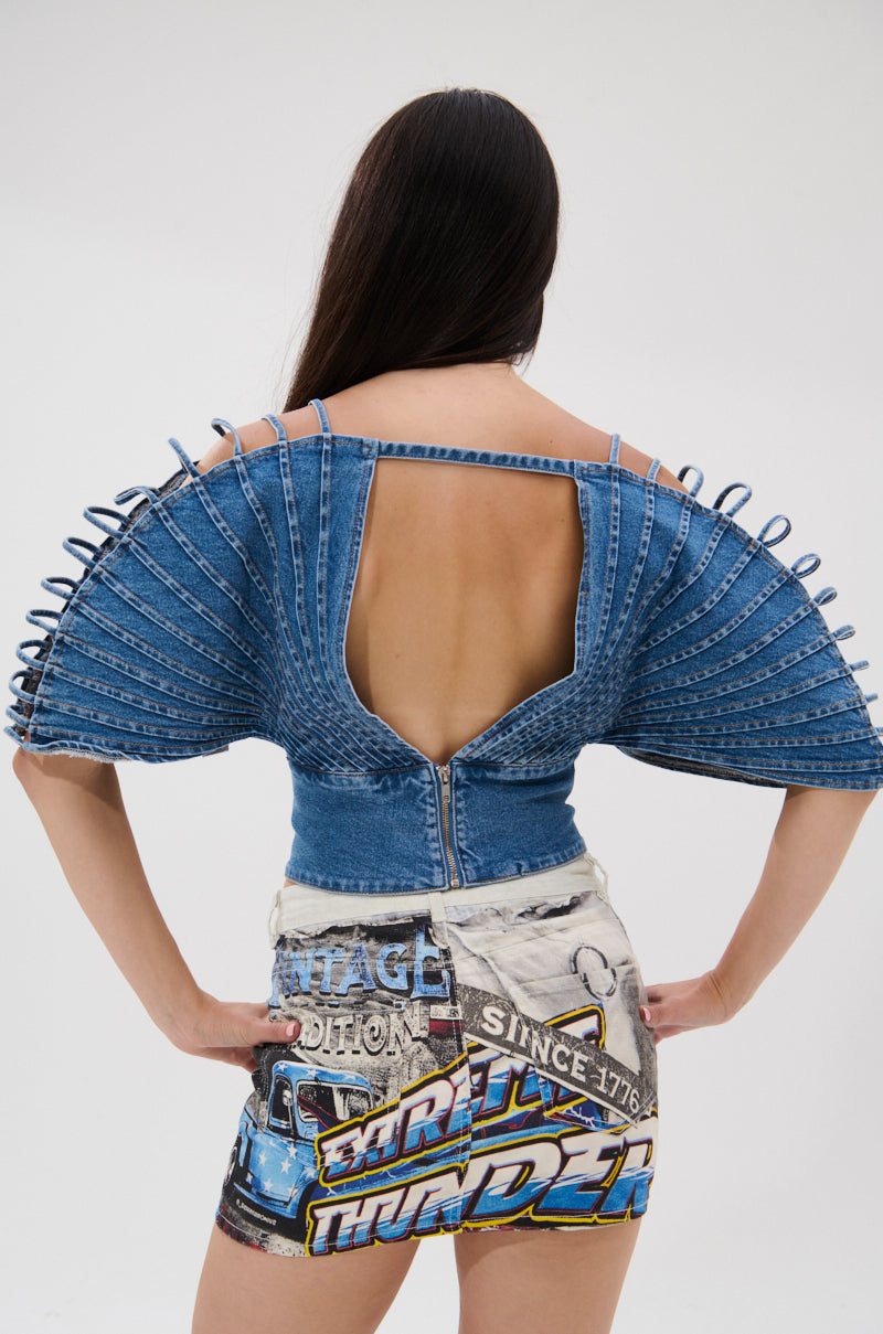 DENIM ON DENIM BLOUSE