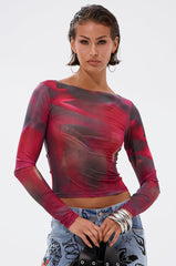 AURA LONG SLEEVE MESH TOP