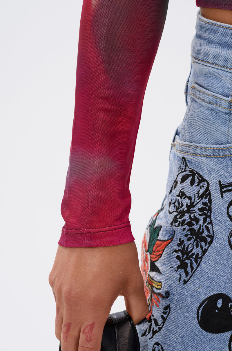 AURA LONG SLEEVE MESH TOP