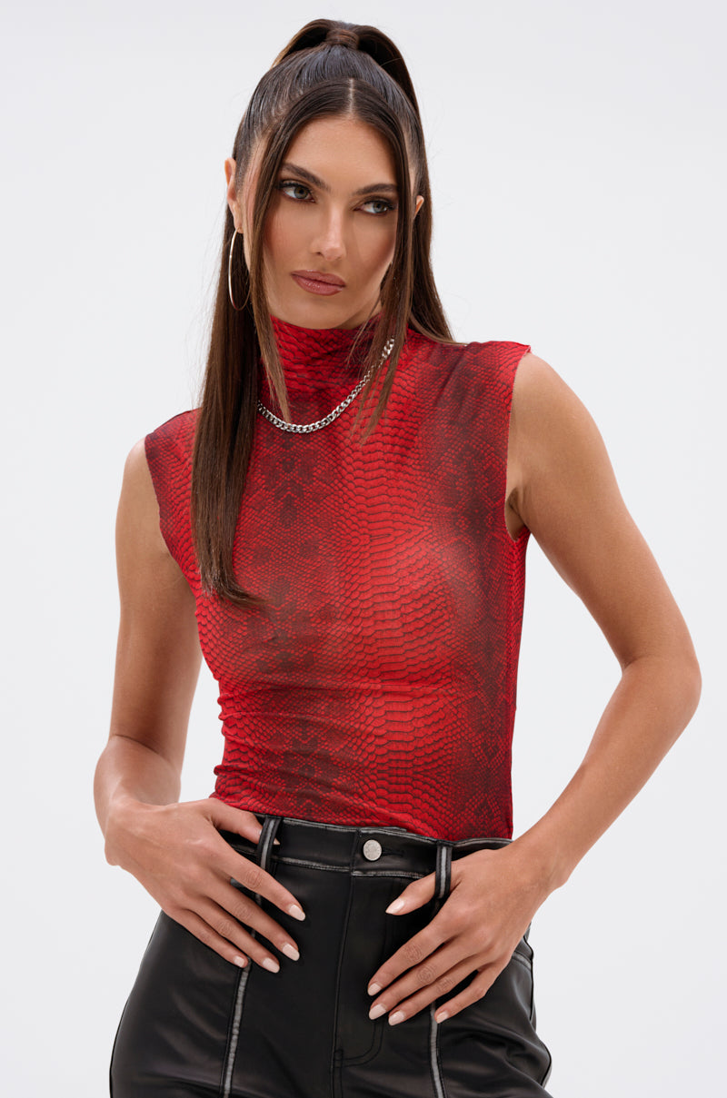 SEXY LITTLE SNAKE MESH TOP IN RED