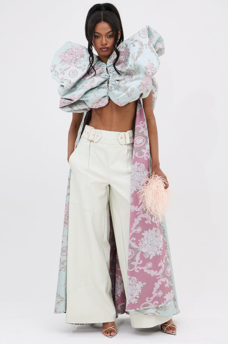 FEELING HEAVENLY BROCADE SHORT SLEEVE BLOUSE