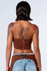 SMOKE HOUR SUEDE CORSET IN BROWN
