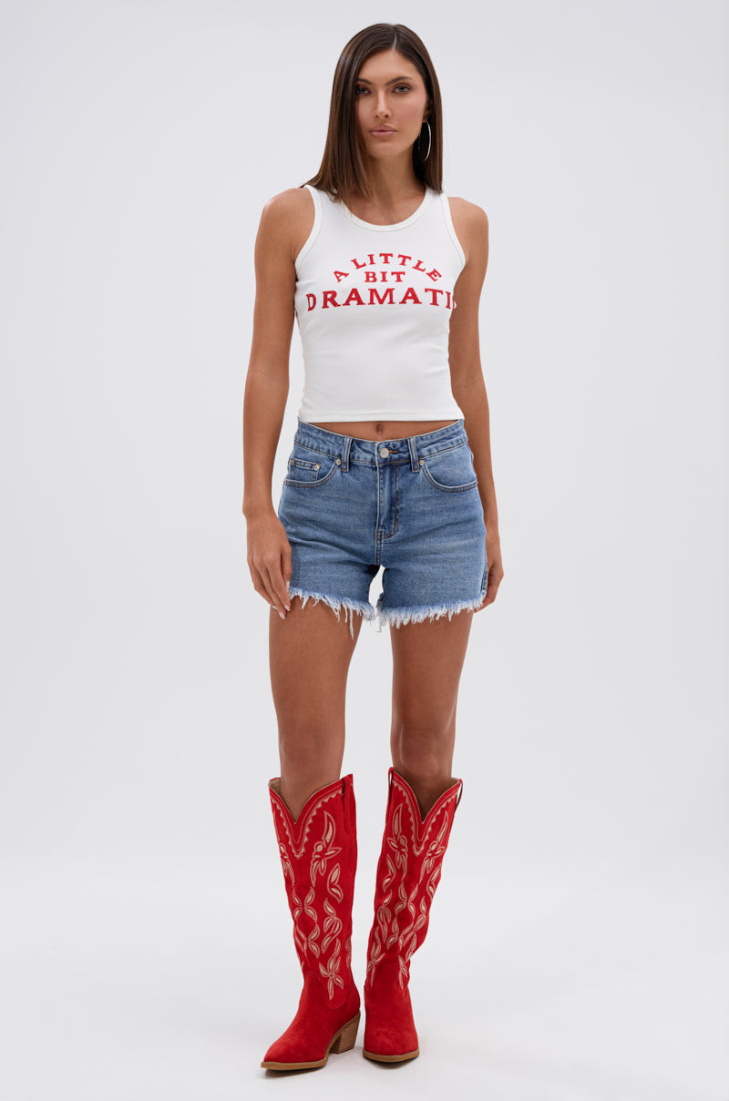 A LITTLE DRAMATIC EMBELLISHED TANK TOP