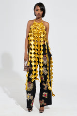 LIGHTS FLASHING HALTER TIE NECK TOP