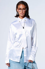 DIAMOND BRIGHT BUTTON DOWN SATIN BLOUSE