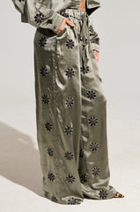 SUNSET DREAMS SATIN PANT IN SAGE