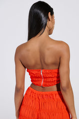 BREAK MY LOVE STRAPLESS CROP TOP