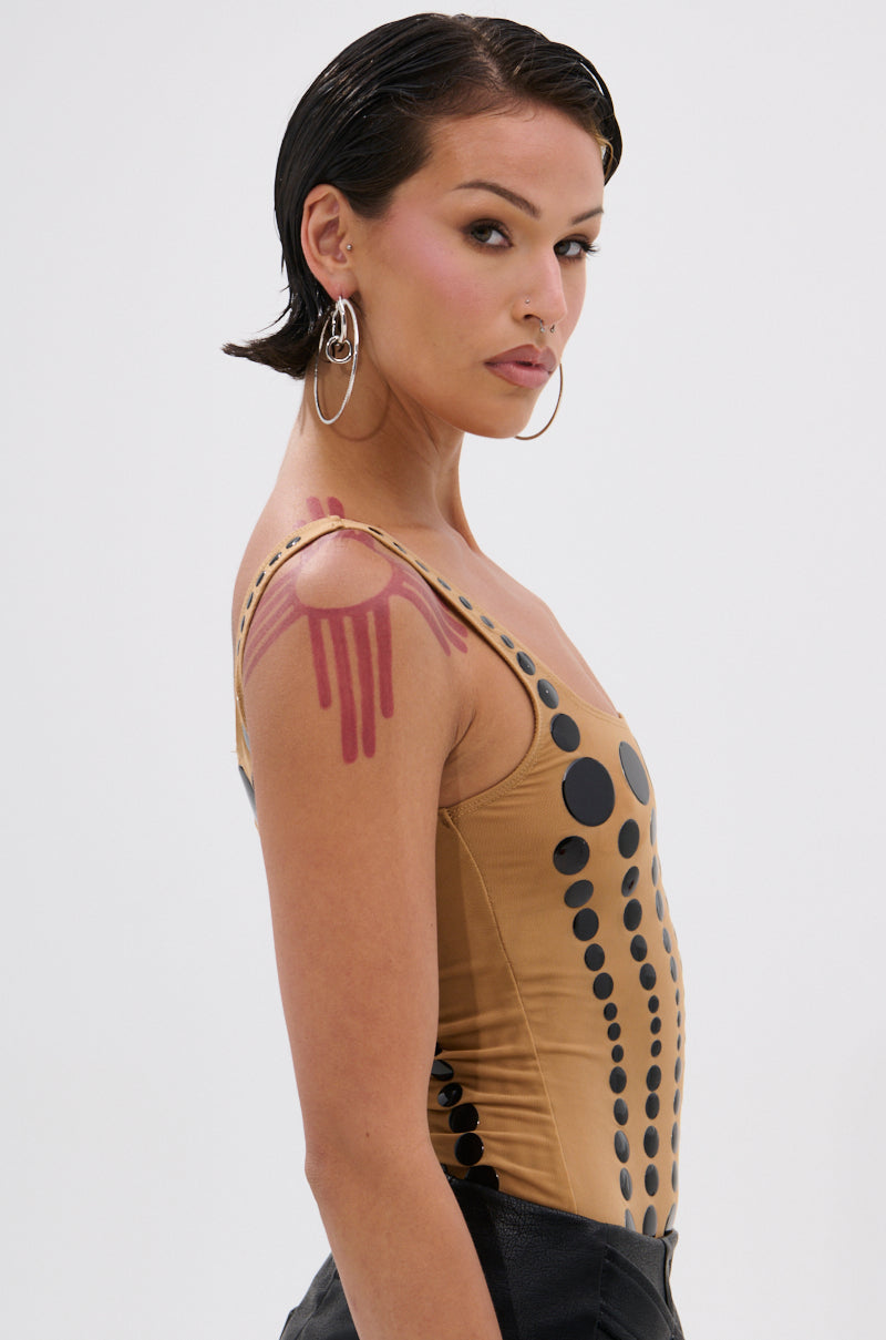 NOT WHAT YOU THOUGHT POLKA DOT MESH BODYSUIT