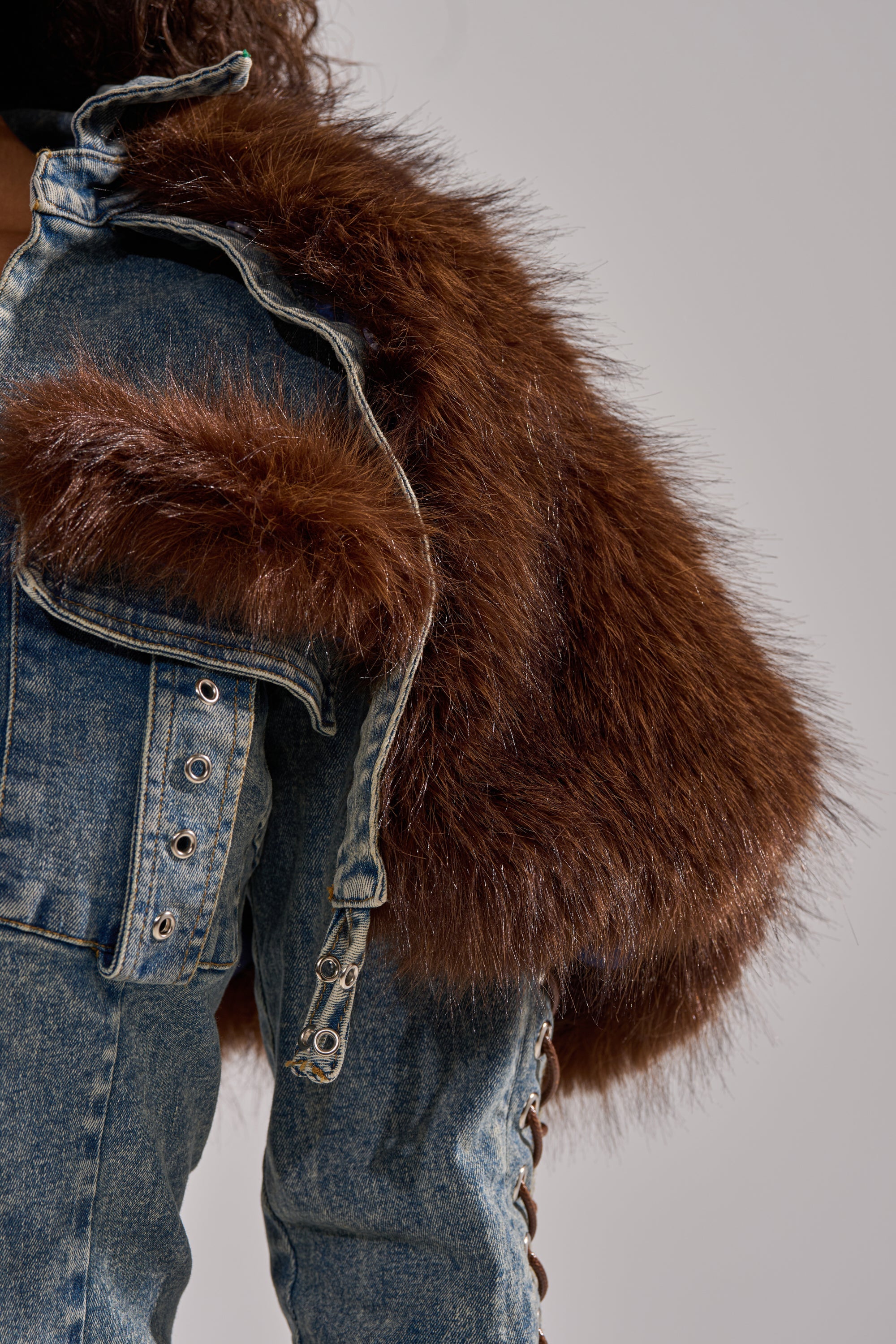 TRY ME BABY LACE UP DENIM TOP