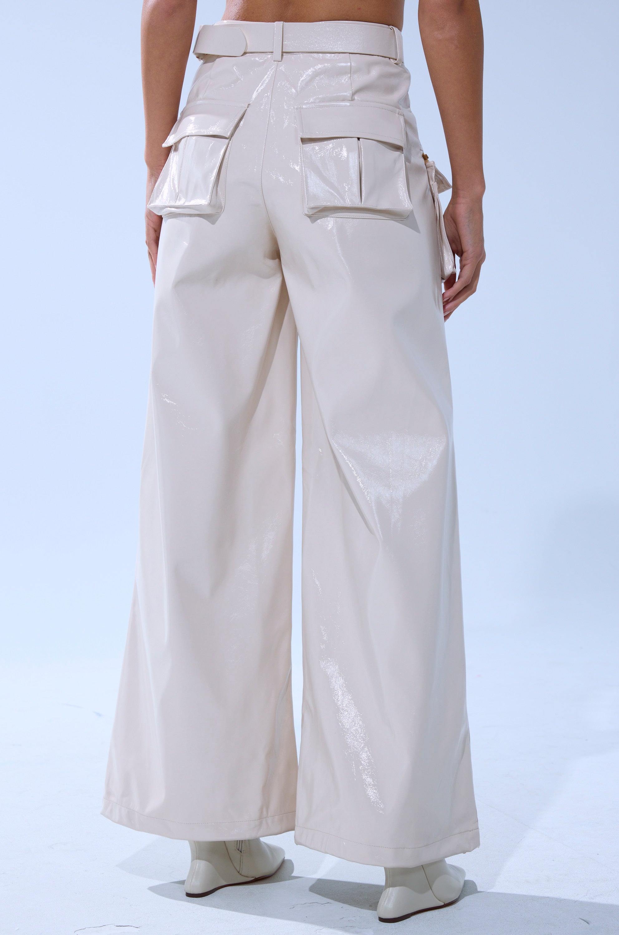 SHOW STOPPER FAUX LEATHER CARGO TROUSER