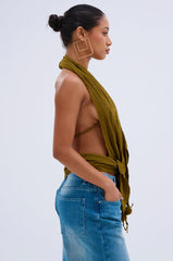 ISLAND DREAMS WRAP HALTER TOP