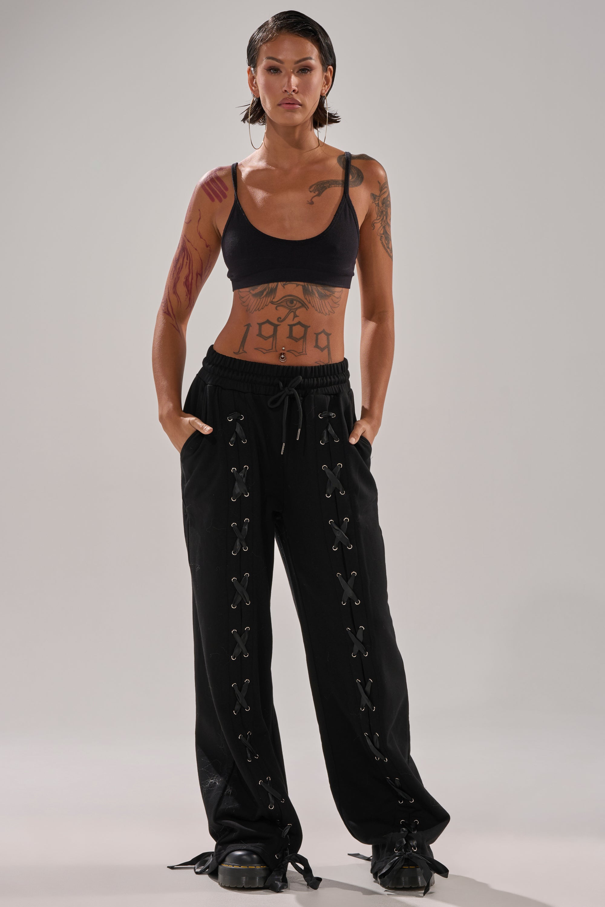 ALL LACED UP STRAIGHT-LEG SWEATPANTS