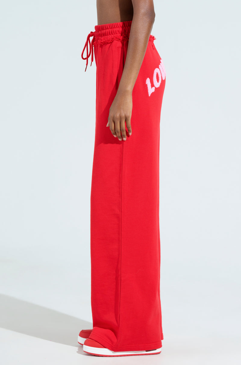 LOVERS CLUB WIDE LEG JOGGER IN RED