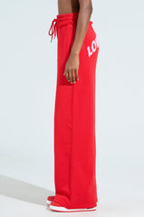 LOVERS CLUB WIDE LEG JOGGER IN RED