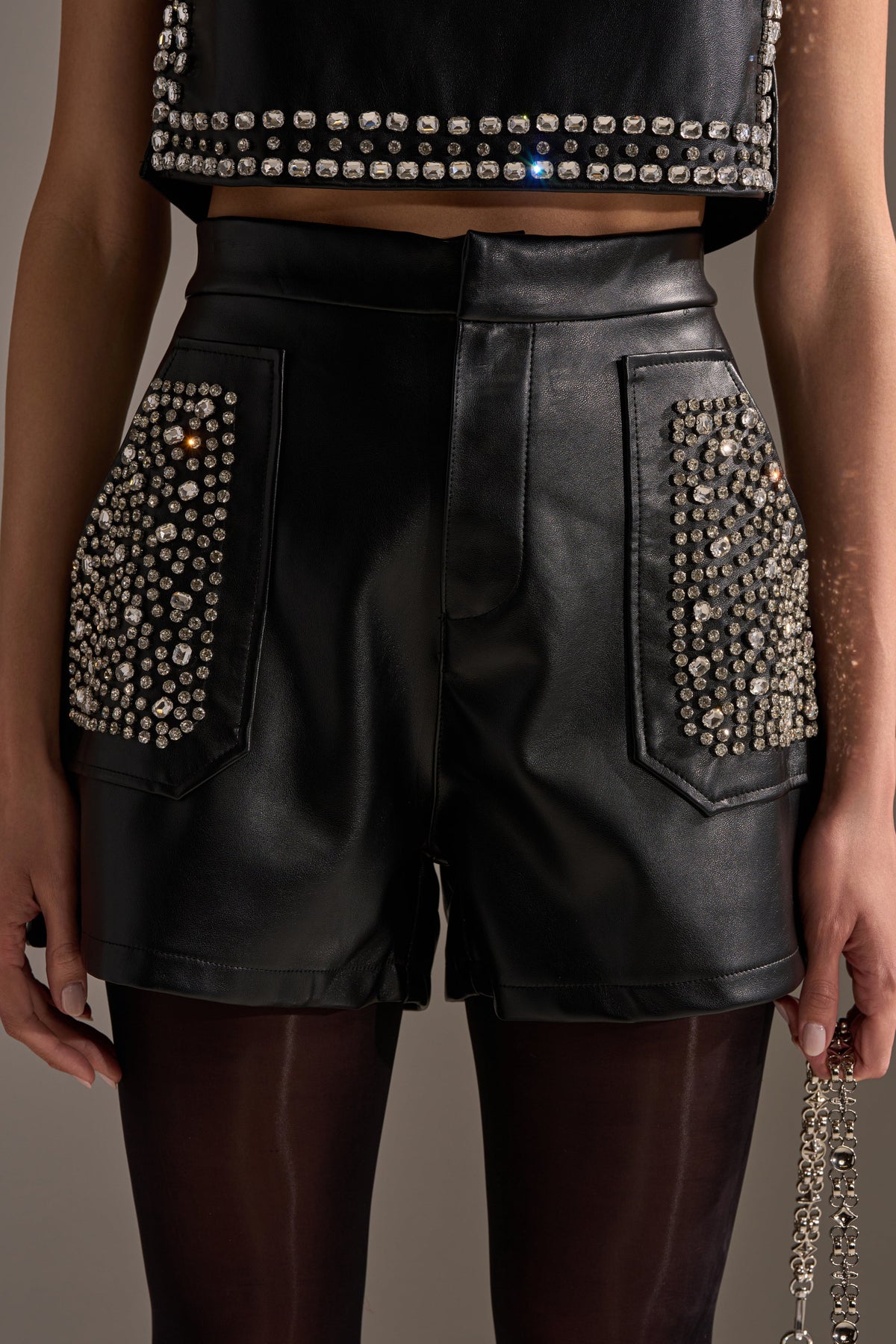 DANCE THE NIGHT AWAY FAUX LEATHER SHORT