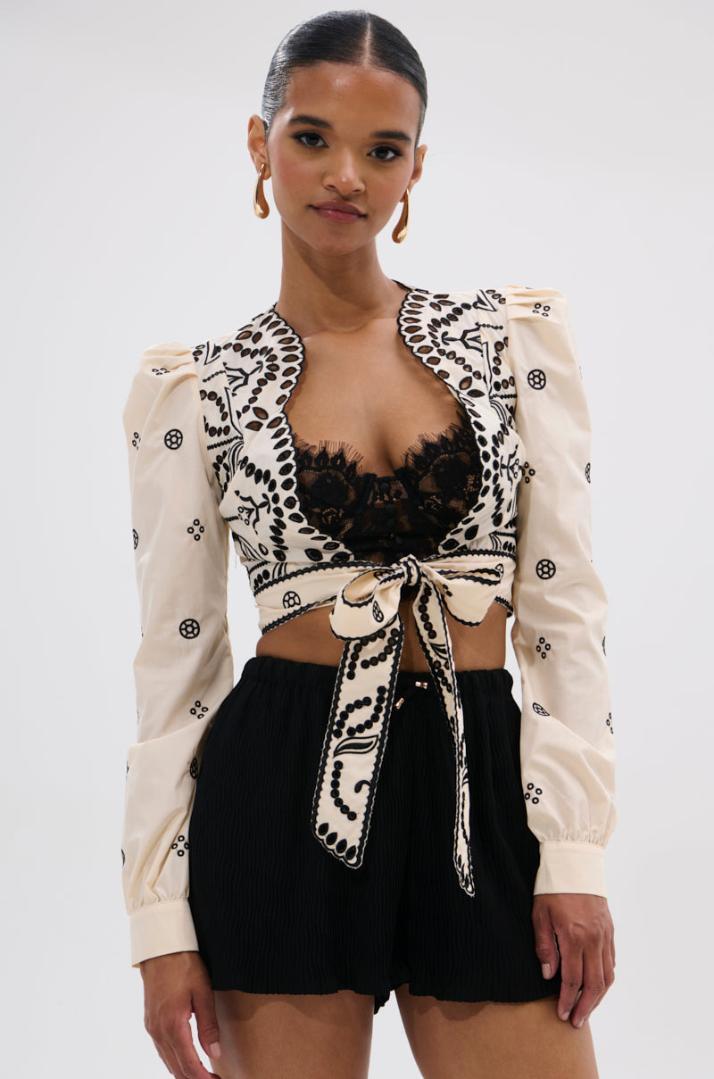 BELLINI FLORAL TIE FRONT TOP